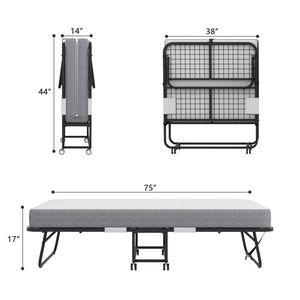 "Rollaway Guest <b>Bed</b> with 5" Memory Foam Mattress-Portable Folding <b>Bed</b> for Adults 75" X 38" <b>Space</b>-<b>saving</b> Design" - Product Image 3