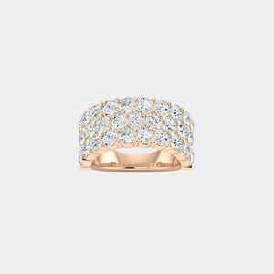 4.80CTW Round Cut Pave Set Triple Row <b>Statement</b> <b>Ring</b> - Product Image 3