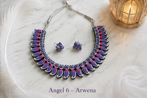 Parure de bijoux Angel 6 Arwena en laiton plaqué, motif goutte d'eau violette, écologique, collier et boucles d'oreilles assortis, idéale pour les cadeaux de fête - Product Image 4
