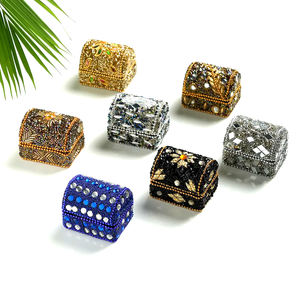 Personalized Jewelry Box Beaded & <b>Mirror</b> Work Orgnagizer Trinket Boxes with Wooden Handcrafted Wedding Favor Box - Product Image 5