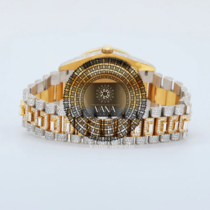 นาฬิกา VANA JEWELS ประดับเพชรโมอิสซาไนต์เต็มเรือน สองสี สำหรับผู้ชาย ตัวเรือนสแตนเลสทรงกลม ระบบควอตซ์ อนาล็อก หรูหรา แฟชั่น - Product Image 4