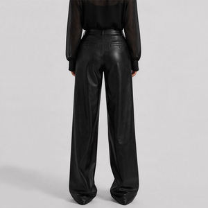 กางเกงเอวสูงจับจีบสองข้างสำหรับผู้หญิงกางเกงแฟชั่นแบบเรียบ - Product Image 6