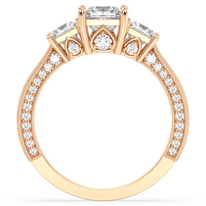 Bague REYES à trois pierres en moissanite taille princesse certifiée GRA en argent sterling 925 plaqué or rose, bijoux, cadeaux d'anniversaire - Product Image 6