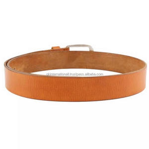 Ceinture décontractée pour homme en cuir de vachette véritable tanné végétal de qualité export avec boucle en laiton argenté mat - Product Image 6