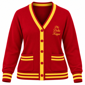 Cárdigan de Punto con Cuello en V para Mujer, Marca PDK, con Diseño de Escudo Bordado, Mangas Largas, Botones Frontales y Bolsillos Dobles con Rayas, Estilo Casual - Product Image 3