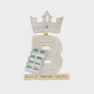 Custom Letter <b>Pendant</b> Iced Out Logo <b>Pendant</b> Hip Hop <b>Pendant</b> King Crown Bail <b>Pendant</b> For Men Moissanite Two Tone <b>Initial</b> <b>Pendant</b> - Product Image 6