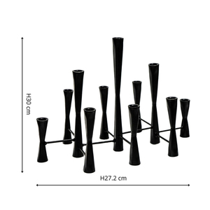 Modern <b>Black</b> 11 Lights <b>Candelabra</b> Elegant Multi Level Metal Taper Candle Holder For Dining Tables Weddings & Home Decoration - Product Image 3