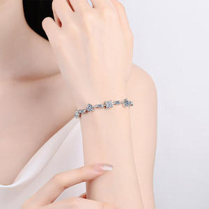 Tennis Style Silver Plated Moissanite Bracelet Brilliant Cut Claw Setting GRA Certified Trendy for Anniversary Wedding <b>Gifts</b> - Product Image 1