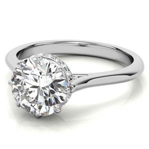 Anillo de Moissanita con Halo Oculto de Corte Redondo, Plata de Ley 925, Chapado en Oro Blanco, Anillo de Compromiso, Boda, Promesa, Joyería Fina - Product Image 3