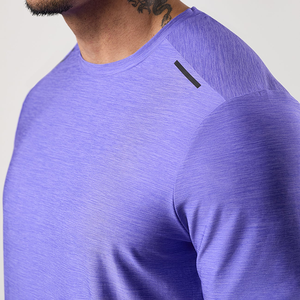 Ensemble de sport pour homme de haute qualité, été, violet uni, t-shirt à manches courtes et short avec bandes réfléchissantes à séchage rapide pour la salle de sport et la course à pied - Product Image 6