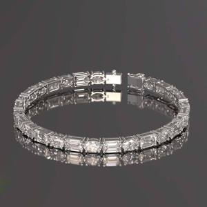 Bracelet tennis en argent 925 avec moissanite taille émeraude et taille ovale, ton blanc, bijoux fins, chaîne de poignet de luxe, cadeau tendance - Product Image 4
