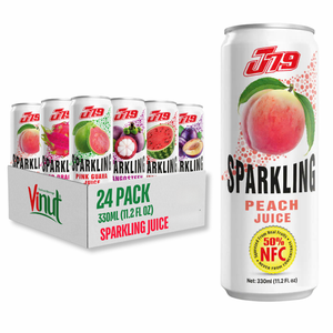 Para VINUT Vietnam Factory's 330ml Bebida carbonatada de melocotón espumoso Bajo MOQ Muestra gratis OEM/ODM Venta al por mayor Juic de frutas y verduras - Product Image 1