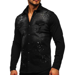 Camisa de Mezclilla al por Mayor, Camisa de Mezclilla de Manga Larga para Hombre, Camisas de Mezclilla Ajustadas de Manga Larga para Otoño, Diseño OEM de Primera Calidad - Product Image 3