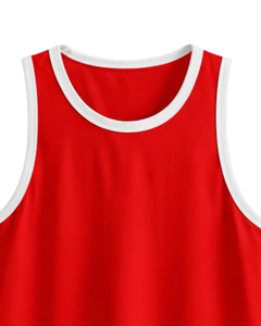 Custom Red White <b>Men</b> Tank Top Cotton Sleeveless Vest O Neck Summer Gym Workout Casual Plain <b>Singlet</b> OEM Manufacturer Supplier - Product Image 4