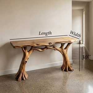Table console en bois massif recyclé à bord naturel, unique, pour entrée, couloir étroit, table d'appoint décorative pour la maison - Product Image 4