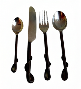 Silver Stainless Steel Cutlery <b>Set</b> With Elegant Twist Handle Premium Flatware For Dining Kitchen Wedding And Hotel Use - Product Image 1