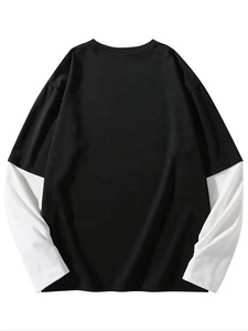 เสื้อยืดโอเวอร์ไซส์แขนยาวสองชั้นพิมพ์ลายสกรีนสตรีทแวร์สำหรับผู้ชาย ดีไซน์แขนเสื้อแบบฟอกสีเอซิด - Product Image 2