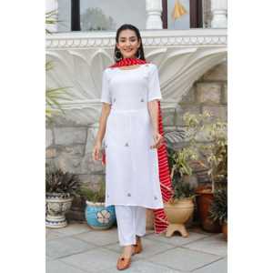 Conjunto de Traje Blanco Recto de Tela Crepé de Rayón Transpirable para Mujer, Talla XS - Product Image 5