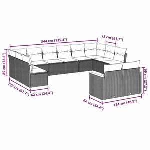 Conjunto de sofás de jardín de ratán PE negro modular de 7 piezas - Product Image 3