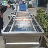 Industriële volautomatische multifunctionele fruit- en groentewasmachine met lucht-/waterbeltechnologie droger, motor aangedreven