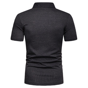 Polo à manches courtes pour homme, noir et blanc, à motifs géométriques, design respirant en tricot, décontracté - Product Image 4