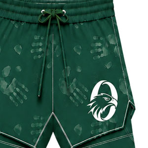 Short de bain vert foncé et blanc, léger, séchage rapide, respirant, avec cordon de serrage à la taille, pour l'entraînement et la performance athlétique - Product Image 3
