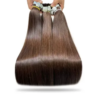ผมแท้สีน้ำตาลตรงยาวแบบ Remy ของอินเดีย  แบบ Double Drawn  ฐานไหม  ความหนาแน่น 100% - Product Image 5