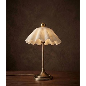 Art Deco <b>Table</b> <b>Lamp</b> With Gold Plated Brass Base And Ruffled <b>Glass</b> Shade Irregular Shape For Indoor Lighting - Product Image 6