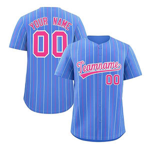 Camiseta de Béisbol Personalizada con Rayas, Logotipo Bordado, Secado Rápido, Sublimada, Deportiva, con Botones - Product Image 2