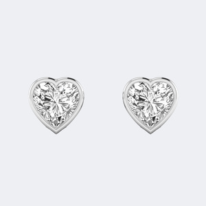 Pendientes de Oro de 9k con Diamante Cultivado en Laboratorio de 1.00CTW, Diseño de Corazón con Bisel - Joyería de Lujo para Mujer - Product Image 2