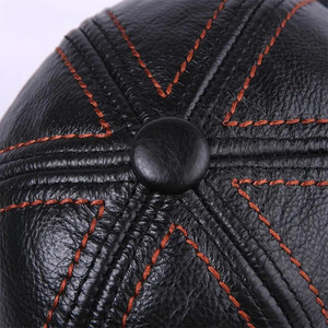 Gorra de Béisbol de Cuero para Hombre 2026, Negra, de Cuero Genuino, con Costuras en Contraste, Ajustable, Deportiva, Personalizada, de Invierno - Product Image 6