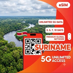 ซูรินาม eSIM ดาต้าไม่จำกัด 3 5 7 10 วัน อินเทอร์เน็ตสำหรับเดินทาง 4G/5G ส่งรหัส QR ทันทีทางอีเมล - Product Image 1