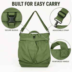 กระเป๋าใส่หมวกกันน็อคสีเขียวมะกอกพร้อมสายสะพายไหล่ปรับได้และหูหิ้ว - Product Image 3