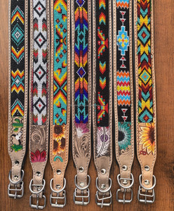 Manufacturer OEM ODM Custom Hand Tooled Leather Beaded Pet Collar Genuine Leather Heavy Duty Adjustable Training Dog Collars - Product Image 6
