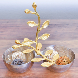 Handmade Metal Bowls With Gold Leaf Design Polished Finish Modern Decor For <b>Gifting</b> At <b>Cheap</b> Price - Product Image 3