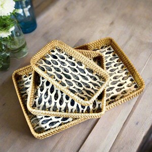 European Design Mother Pearl Rattan Multifunction Serving Tray Tableware Decor for Kitchen Household Snack Storage Tea Tray - Product Image 2
