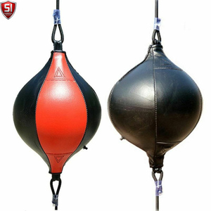 กระสอบทรายหนังแท้แบบสองหัวสำหรับฝึกซ้อมมวย MMA พร้อมเชือกยางสำหรับมวยไทยและอุปกรณ์ออกกำลังกาย - Product Image 1
