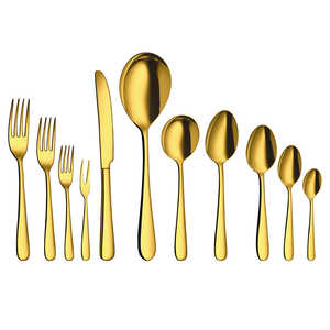 Couverts en acier inoxydable à revêtement PVD doré Monika Couteaux à dîner élégants - Product Image 1