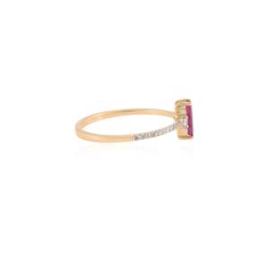 14K White Gold Eternity Wedding <b>Ring</b> with Oval Baguette Ruby and <b>Diamond</b> - Product Image 6