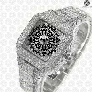 Montre mécanique de luxe Charm Jewels en acier inoxydable, boîtier carré 40 mm, étanche 10 bars, date automatique, accents diamantés, bouton poussoir - Product Image 4