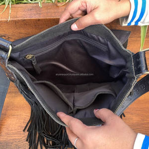 Nouvelle mode de luxe en cuir suédé véritable à franges sac à bandoulière pour femmes outillage plume concepteur pierre turquoise sac à main à bandoulière - Product Image 6