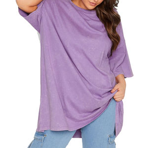 Manufacturer Casual Vintage Women Acid <b>Wash</b> T Shirt Heavyweight High Quality 100% Cotton Acid <b>Wash</b> T Shirts custom logo - Product Image 1