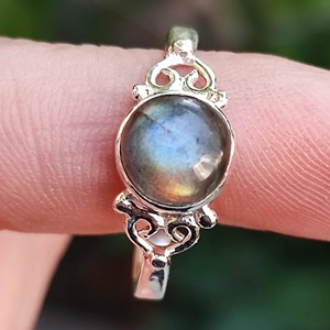 <b>Labradorite</b> <b>Ring</b> 925 Sterling Silver Handmade Boho Statement Promise Jewelry for Women Natural Round Shape Gemstone Jewelry - Product Image 3