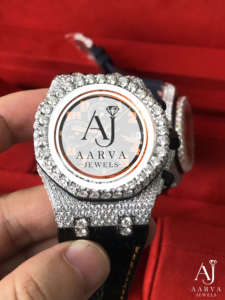 AARVA JEWELS นาฬิกาโครโนกราฟสแตนเลสสตีลสุดหรูสำหรับผู้ชาย 43 มม. กระจกเพชรโมอิสซาไนต์ประดับอะนาล็อกควอตซ์คุณภาพสูง - Product Image 2