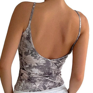 เสื้อสายเดี่ยวพิมพ์ลายกรีวูดแลนด์สำหรับผู้หญิง ผู้ค้าปลีกแฟชั่น เสื้อครอปทรงเข้ารูป ผ้าฝ้ายผสมเนื้อนุ่ม สไตล์สตรีทแวร์ เสื้อผู้หญิง - Product Image 4