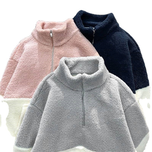 Sweat-shirt unisexe oversize en polaire à demi-zip, color block, col montant, décontracté, pour l'hiver, coupe classique, anti-boulochage, tricoté - Product Image 6
