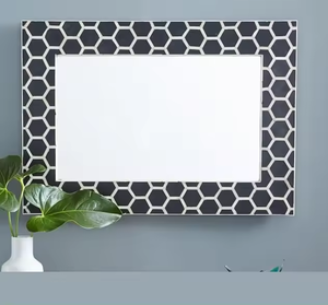 Custom Blue Bone <b>Photo</b> <b>Frame</b> Indian <b>Square</b> Pattern Curving Design Handmade - Product Image 3