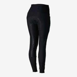 Pantalones de equitación de cintura alta para mujer, largos, con cierre de cremallera, transpirables, de punto, de spandex y nailon, color negro sólido, ropa ecuestre 2026 - Product Image 6