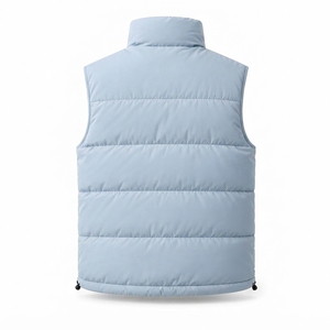 Veste sans manches matelassée bleu clair pour homme, col montant, fermeture éclair, hiver, streetwear, vêtements personnalisés, marque privée, OEM - Product Image 2