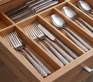 Ensemble de couverts en acier inoxydable, finition miroir, plaqué argent, design minimaliste, cuillère à dîner à long manche pour événements à domicile et mariages - Product Image 3